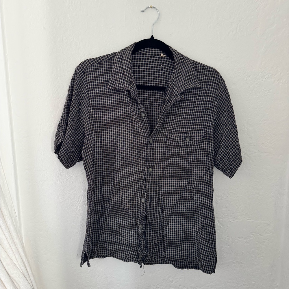 Vintage Loose Fit Button Up Shortsleeved Shirt